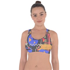 Background Abstract Colors Shapes Cross String Back Sports Bra by Pakrebo