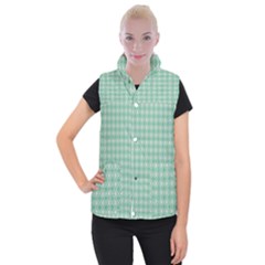 Argyle Light Green Pattern Women s Button Up Vest by BrightVibesDesign