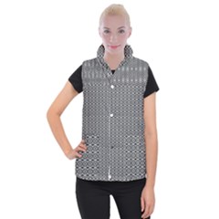 Ornate Oval Pattern Grey Black White Women s Button Up Vest by BrightVibesDesign