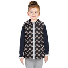 Kawaii Dougnut Black Pattern Kids  Hooded Puffer Vest