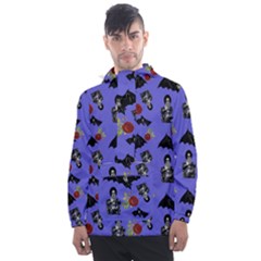 Goth Bat Floral Men s Front Pocket Pullover Windbreaker