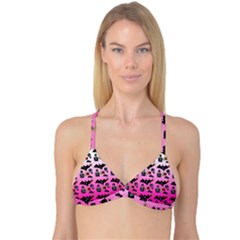 Pink Gradient Bat Pattern Reversible Tri Bikini Top