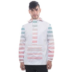 Horizontal Pinstripes In Soft Colors Men s Front Pocket Pullover Windbreaker by shawlin