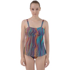 Colorful Sketch Twist Front Tankini Set by bloomingvinedesign