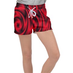 Background Red Color Swirl Women s Velour Lounge Shorts by Nexatart