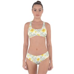 Floral Background Scrapbooking Criss Cross Bikini Set