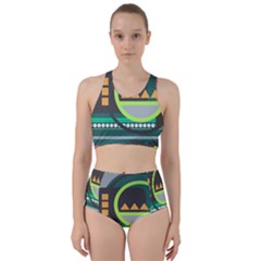 Background Colors Abstract Shapes Racer Back Bikini Set by Nexatart