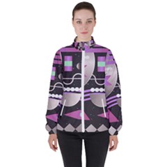 Background Abstract Geometric Women s High Neck Windbreaker