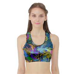 Flowers Abstract Branches Sports Bra With Border by Nexatart