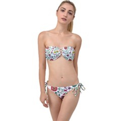 Flowers Garden Tropical Plant Twist Bandeau Bikini Set