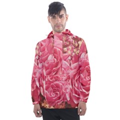 Roses Noble Roses Romantic Pink Men s Front Pocket Pullover Windbreaker by Pakrebo