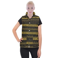 Native American Ornaments Watercolor Pattern Black Gold Women s Button Up Vest by EDDArt