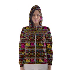 Traditional Africa Border Wallpaper Pattern Colored Women s Hooded Windbreaker by EDDArt