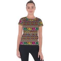 Traditional Africa Border Wallpaper Pattern Colored Short Sleeve Sports Top  by EDDArt