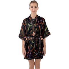 Fractal Colorful Pattern Texture Quarter Sleeve Kimono Robe by Pakrebo