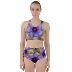 Fractal Flower Petals Colorful Racer Back Bikini Set by Pakrebo