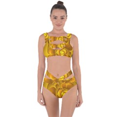 Fractal Yellow Flower Floral Bandaged Up Bikini Set  by Pakrebo