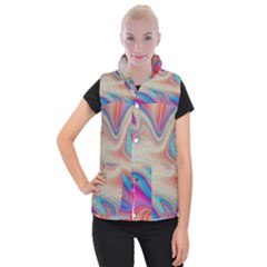 Multi Color Liquid Background Women s Button Up Vest by Pakrebo