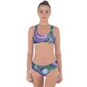 Purple Green Fractal Texture Criss Cross Bikini Set View1