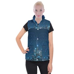 Smart City Communication Network Women s Button Up Vest by Pakrebo