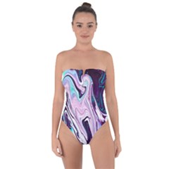 Color Acrylic Paint Art Painting Tie Back One Piece Swimsuit by Pakrebo
