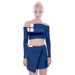 Blue Bunker Hill Flag Off Shoulder Top With Mini Skirt Set by abbeyz71