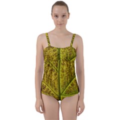 Leaf Structure Texture Background Twist Front Tankini Set by Pakrebo