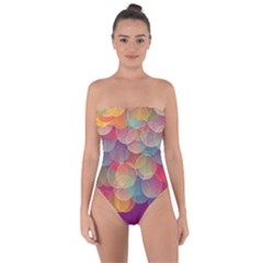 Background Circles Abstract Tie Back One Piece Swimsuit by Pakrebo