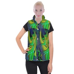 Green Blue Yellow Swirl Women s Button Up Vest by bloomingvinedesign