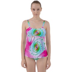 Fractal Spiral Twist Twisted Helix Twist Front Tankini Set by Pakrebo