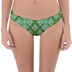 Symmetry Digital Art Pattern Green Reversible Hipster Bikini Bottoms by Pakrebo