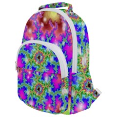 Fractals Abstraction Space Rounded Multi Pocket Backpack by Pakrebo