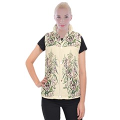 Botanical Print Antique Natural Women s Button Up Vest by Pakrebo