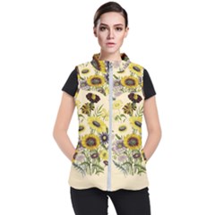 Botanical Print Antique Flora Women s Puffer Vest by Pakrebo