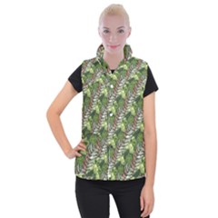 Leaves Seamless Pattern Design Women s Button Up Vest by Pakrebo