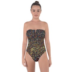 Flames Pattern Texture Gold Tie Back One Piece Swimsuit by Pakrebo