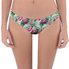 Floral Pattern Ornate Decorative Reversible Hipster Bikini Bottoms by Pakrebo