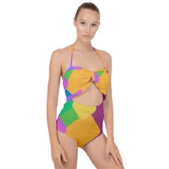 Geometry Nothing Color Scallop Top Cut Out Swimsuit by Mariart