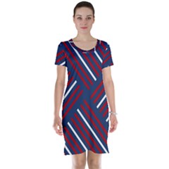 Geometric Background Stripes Short Sleeve Nightdress by HermanTelo