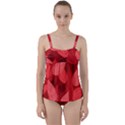 Leaf Design Leaf Background Red Twist Front Tankini Set View1