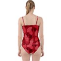 Leaf Design Leaf Background Red Cut Out Top Tankini Set View2