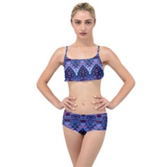 Blue Elegance Elaborate Fractal Fashion Layered Top Bikini Set by KirstenStar