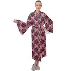 Purple Pattern Texture Maxi Tie Front Velour Kimono by HermanTelo