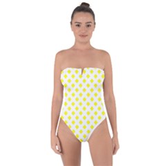 Yellow White Tie Back One Piece Swimsuit by HermanTelo