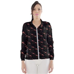 Flamingo Pattern Black Women s Windbreaker by snowwhitegirl