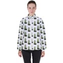 Cactus White Pattern Women s High Neck Windbreaker View1