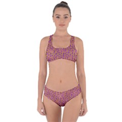 Gold Purple Abstract Background Criss Cross Bikini Set by Pakrebo