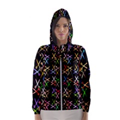 Scissors Pattern Colorful Prismatic Women s Hooded Windbreaker by HermanTelo