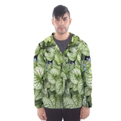 Green And White Leaf Plant Men s Hooded Windbreaker by Pakrebo