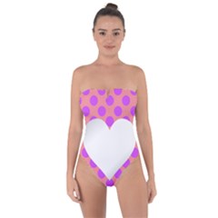 Love Heart Valentine Tie Back One Piece Swimsuit by HermanTelo